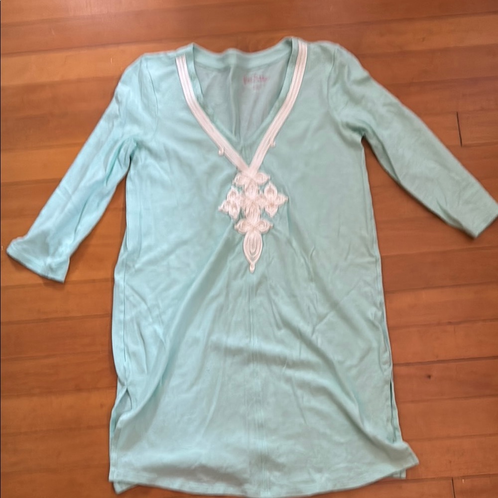 Lilly Pulitzer Green Tunic Top with 3/4 Sleeves